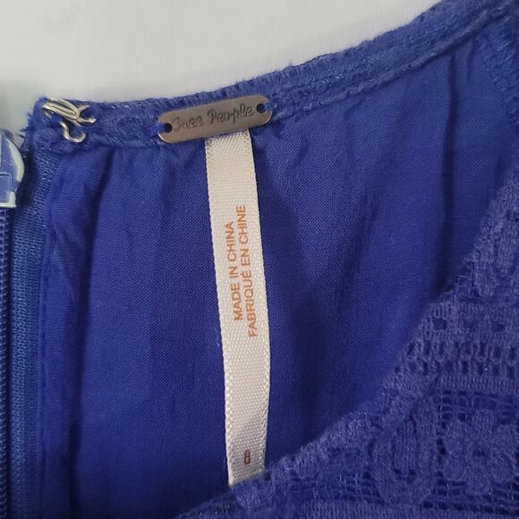 Free People- Women's Blue Lace Detailed dress- size 8 - Picture 8 of 11